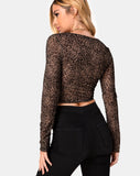 Kayak Wrap Top in Rar Leopard Flock Mesh