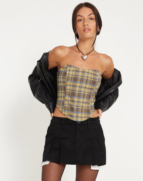 Image of Kayashi Corset Top in Blue Yellow Check