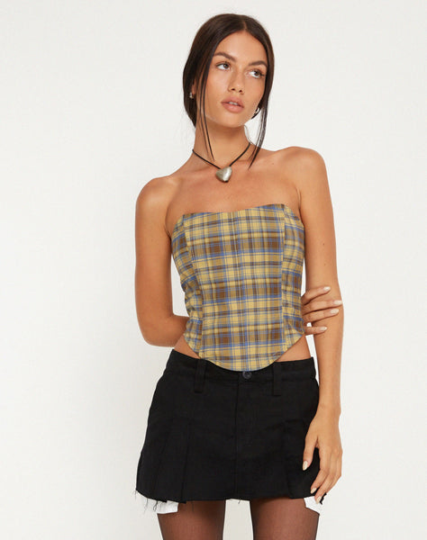 Image of Kayashi Corset Top in Blue Yellow Check