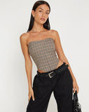 image of Kayashi Corset Top in Micro Brown Check