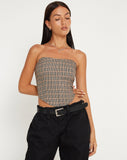 image of Kayashi Corset Top in Micro Brown Check