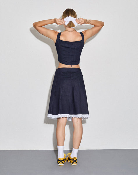 Image of Caralia Midi Skirt in Chambray Indigo