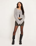 Image of Kazayo Long Sleeve  knit Top in Cool Grey