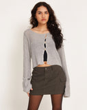 Image of Kazayo Long Sleeve  knit Top in Cool Grey