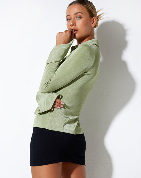 IMAGE OF Keani Shirt in Crepe Seafoam Green