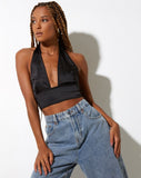 Image of Keiza Crop Top in Satin Black