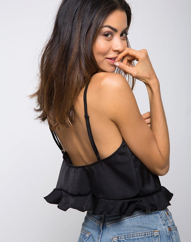 Kelay Cami Top in Satin Black