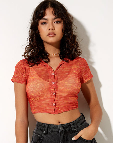 Kelly Shirt in 70's Ripple Tangerine