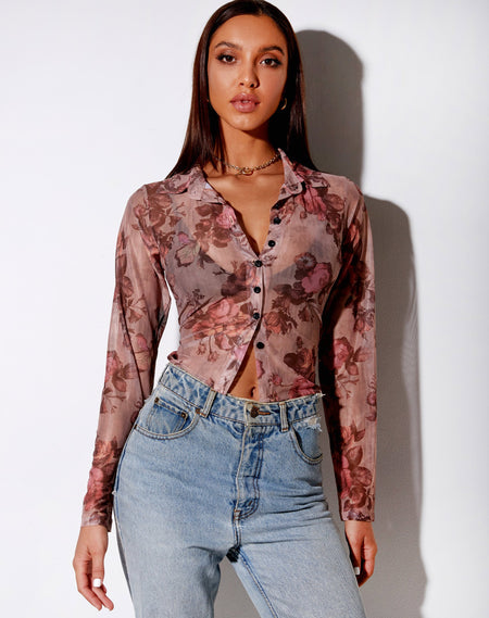 Romina Top in Dainty Daisy Bombay Brown