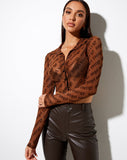 Kendal Long Sleeve Shirt in Brown Angel Energy Flock