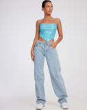 image of Ketida Crop Top in Drape Sequin Blue