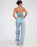 image of Ketida Crop Top in Drape Sequin Blue