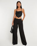 image of Ketida Halterneck Crop Top in Black Diamante