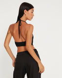 image of Ketida Halterneck Crop Top in Black Diamante