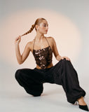 image of Ketida Crop Top in Drape Sequin Copper