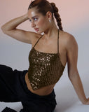 image of Ketida Crop Top in Drape Sequin Copper