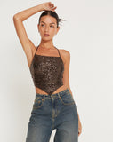 image of Ketida Crop Top in Drape Sequin Copper