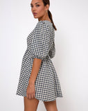 Kezie Skater Dress in Gingham Cream