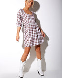 Kezie Dress in Checkmate Brown