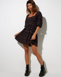 Kezie Skater Dress in Pretty Petal Coffee and Purple