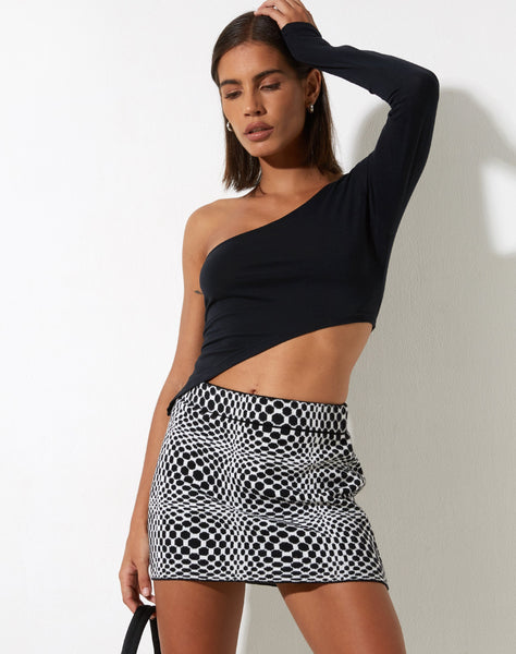 Image of Haru Mini Skirt in Optic Monochrome Square Black and White