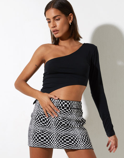 Image of Haru Mini Skirt in Optic Monochrome Square Black and White