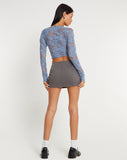 image of Khalifa Long Sleeve Top in Lace Blue