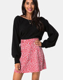 Kheb A-line Skirt in Ditsy Rose Red and Silver