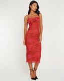 image of Kilia Midi Dress in Watercolour Floral Red