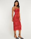 image of Kilia Midi Dress in Watercolour Floral Red