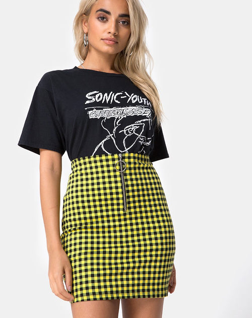 Kimber Bodycon Skirt in Medium Gingham Yellow