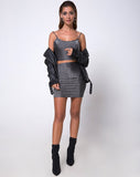 Kimmy Mini Skirt in Glitter Lurex Silver