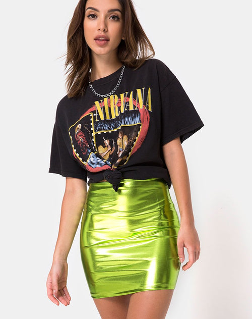 Kimmy Skirt in Metallic Green