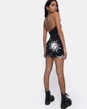 Kimmy Bodycon Skirt in Oversize Sun Moon and Stars