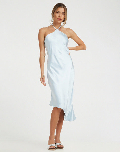 image of Kimora Midi Dress in Satin Ice Blue