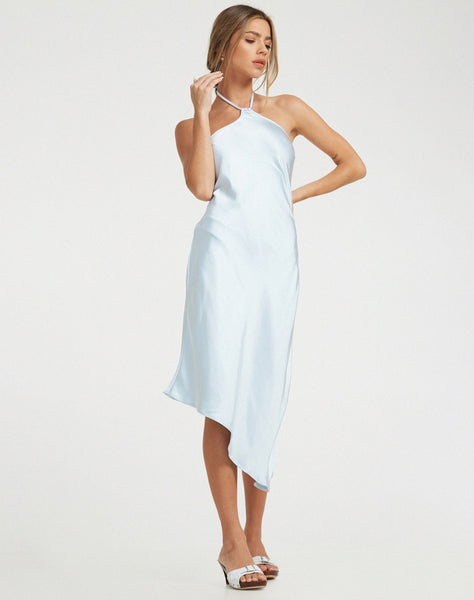 image of Kimora Midi Dress in Satin Ice Blue