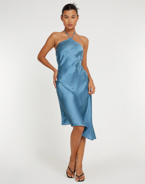 image of Kimora Midi Dress in Satin Slate