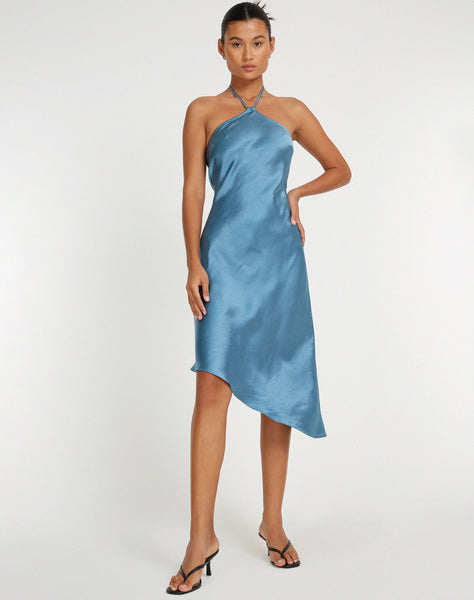 image of Kimora Midi Dress in Satin Slate