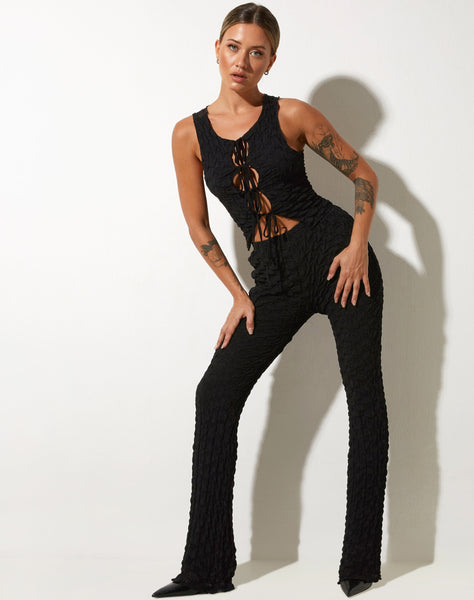 image of Herly Flare Trouser in Stripe Mesh Black