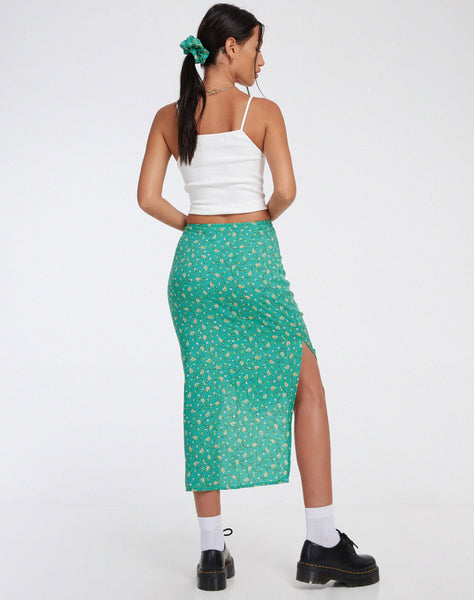 Image of Kindra Midi Skirt in Paisley Fun Green