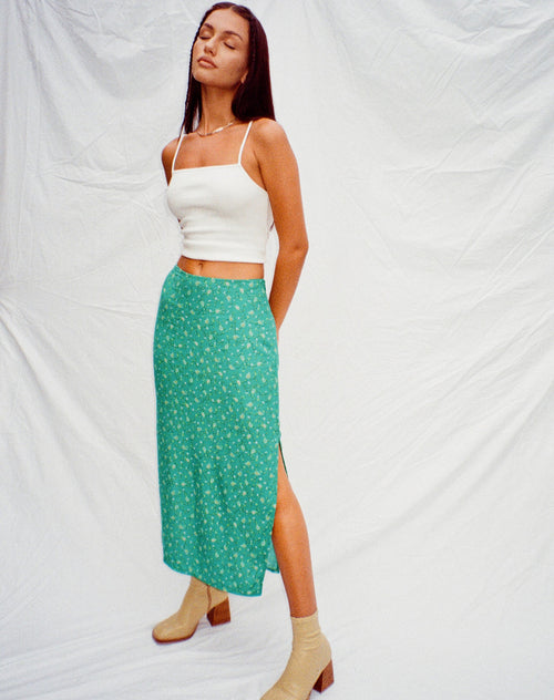 Image of Kindra Midi Skirt in Paisley Fun Green