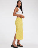 image of Kindra Midi Skirt in Satin Rose Sunshine Yellow