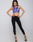 Kingsley Crop Top in Disc Sequin Fire