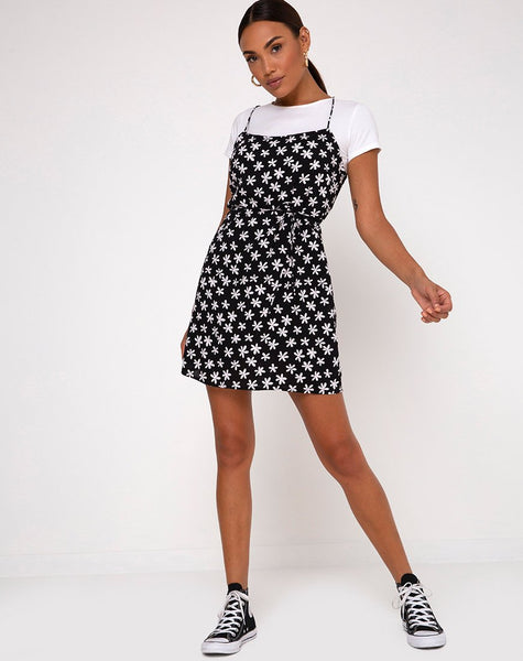 Kinley Slip Dress in 90's Daisy Black and White