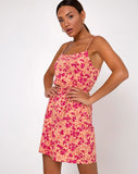 Kinley Slip Dress in Dark Wild Flower Cantaloupe