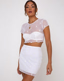 Tince Top in White Daisy Embro White