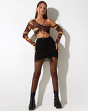 Image of MOTEL X IRIS Kirana Mini Skirt in Mesh Black and Brown