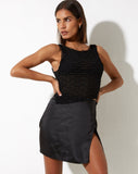 image of Kiriz Mini Skirt in Satin Black