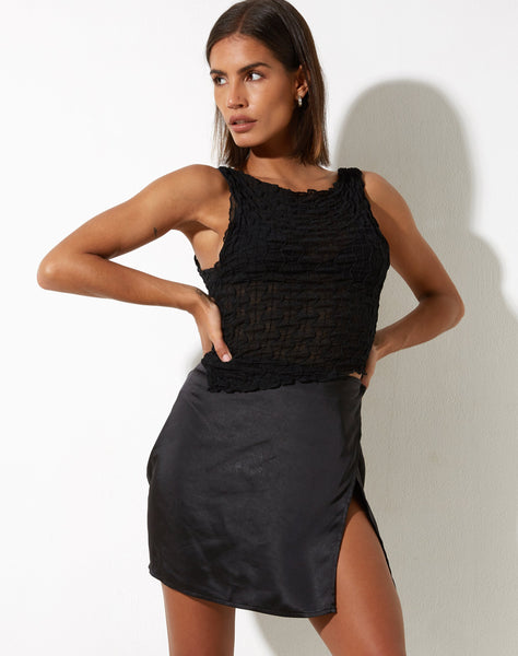 image of Kiriz Mini Skirt in Satin Black