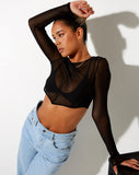 Kisel Crop Top in Mesh Black